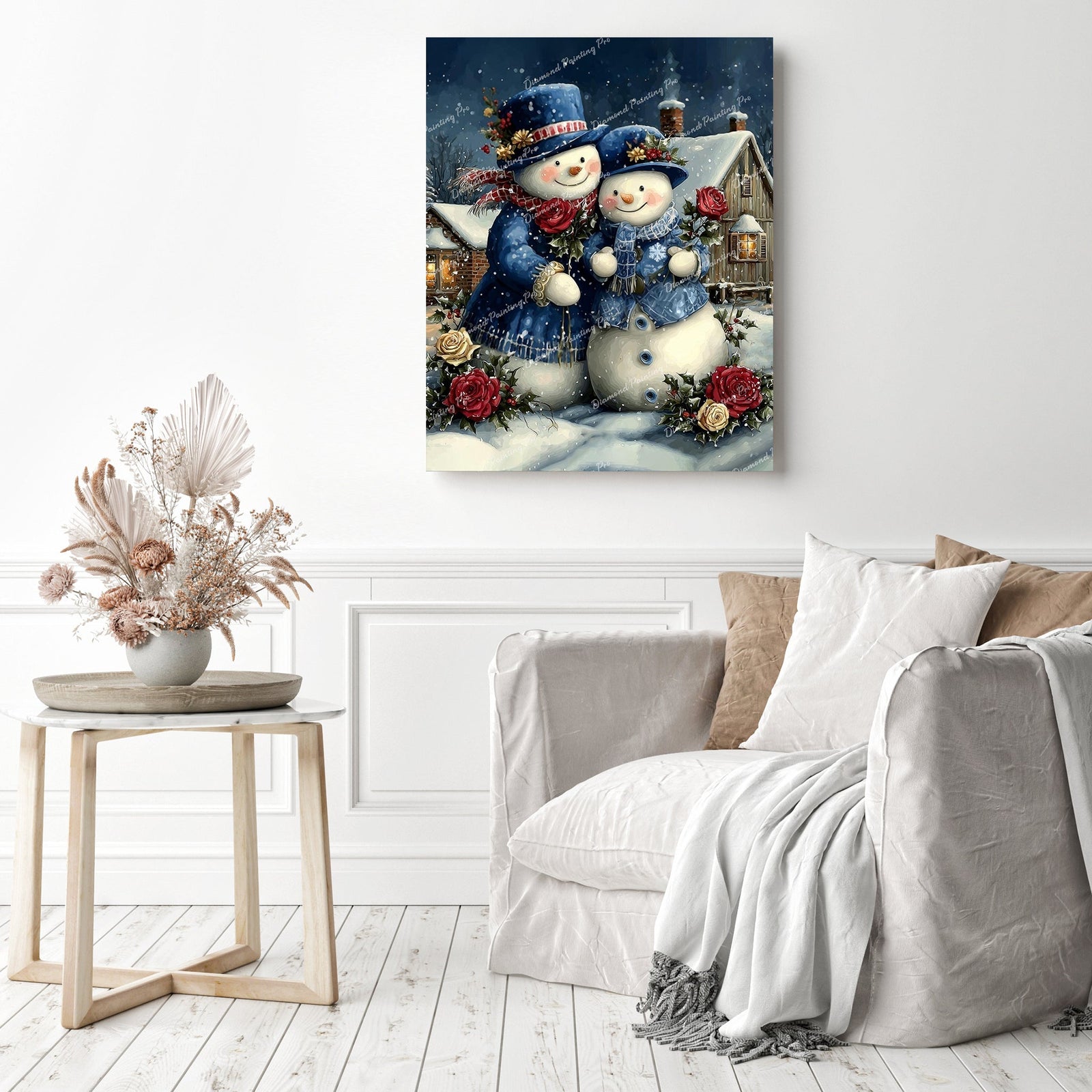 Snowman Sweethearts Diamond Painting as Home Decor