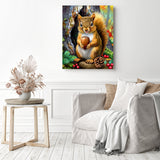 Squirrel's Treasure | Diamond Painting Displayed as Home Decor