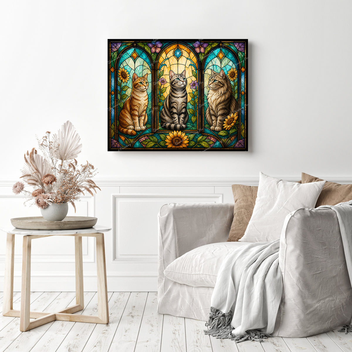 Stained-Glass Cats Diamond Painting as Home Decor