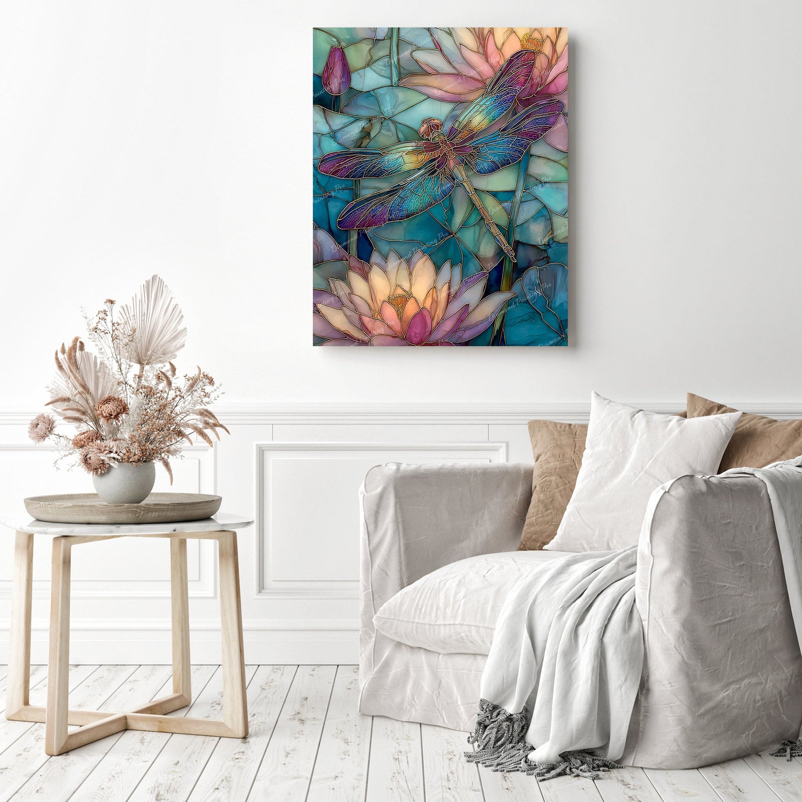 Stained Glass Dragonfly Diamond Painting as Home Decor