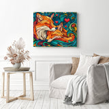 Stained-Glass Foxes Diamond Painting as Home Decor