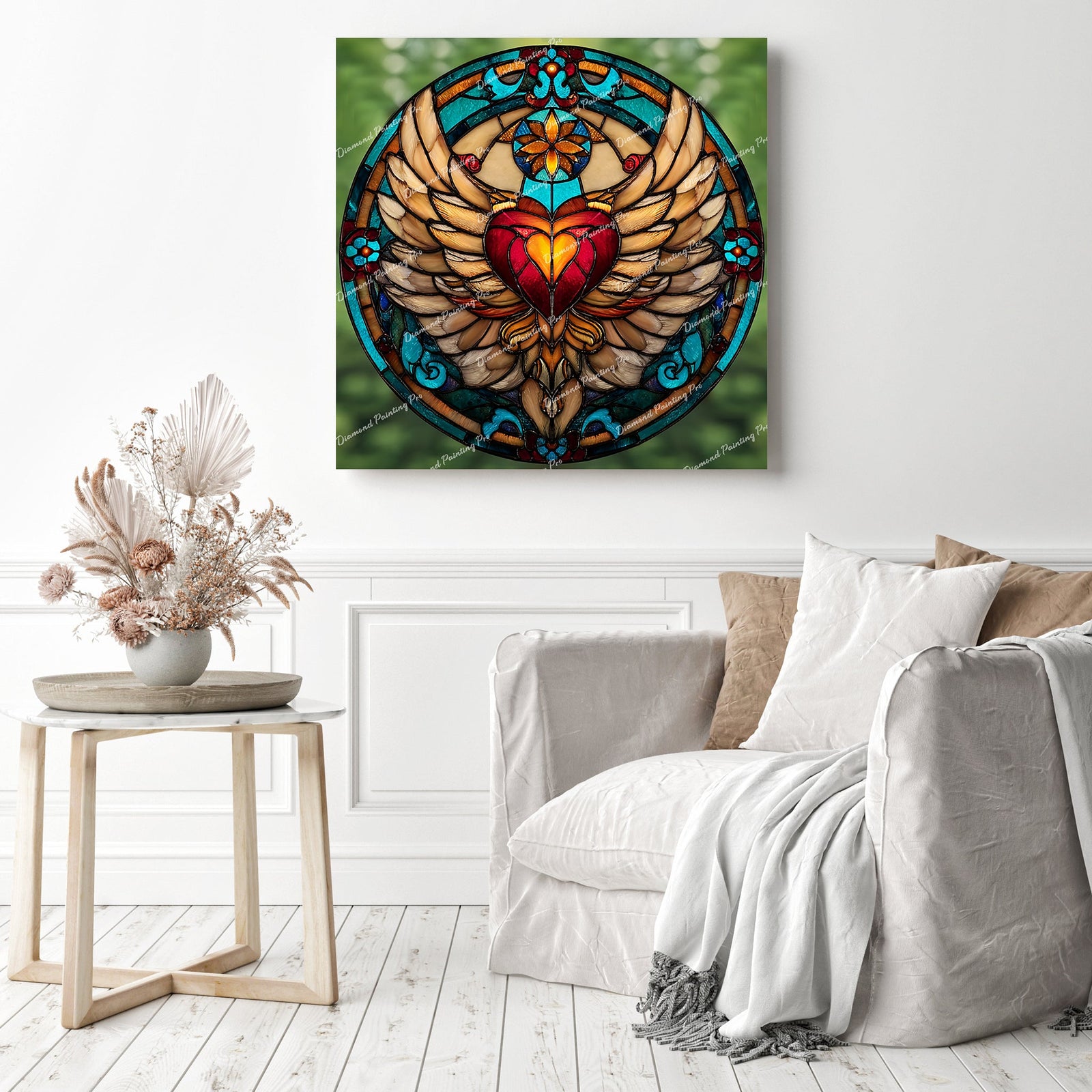 Stained Glass Heart Diamond Painting as Home Decor
