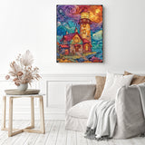 Stained Glass Lighthouse Diamond Painting as Home Decor
