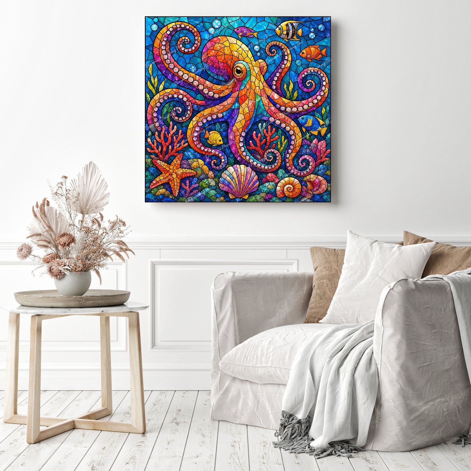 Stained-Glass Octopus Diamond Painting as Home Decor