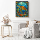 Stained-Glass Sea Turtle Diamond Painting as Home Decor