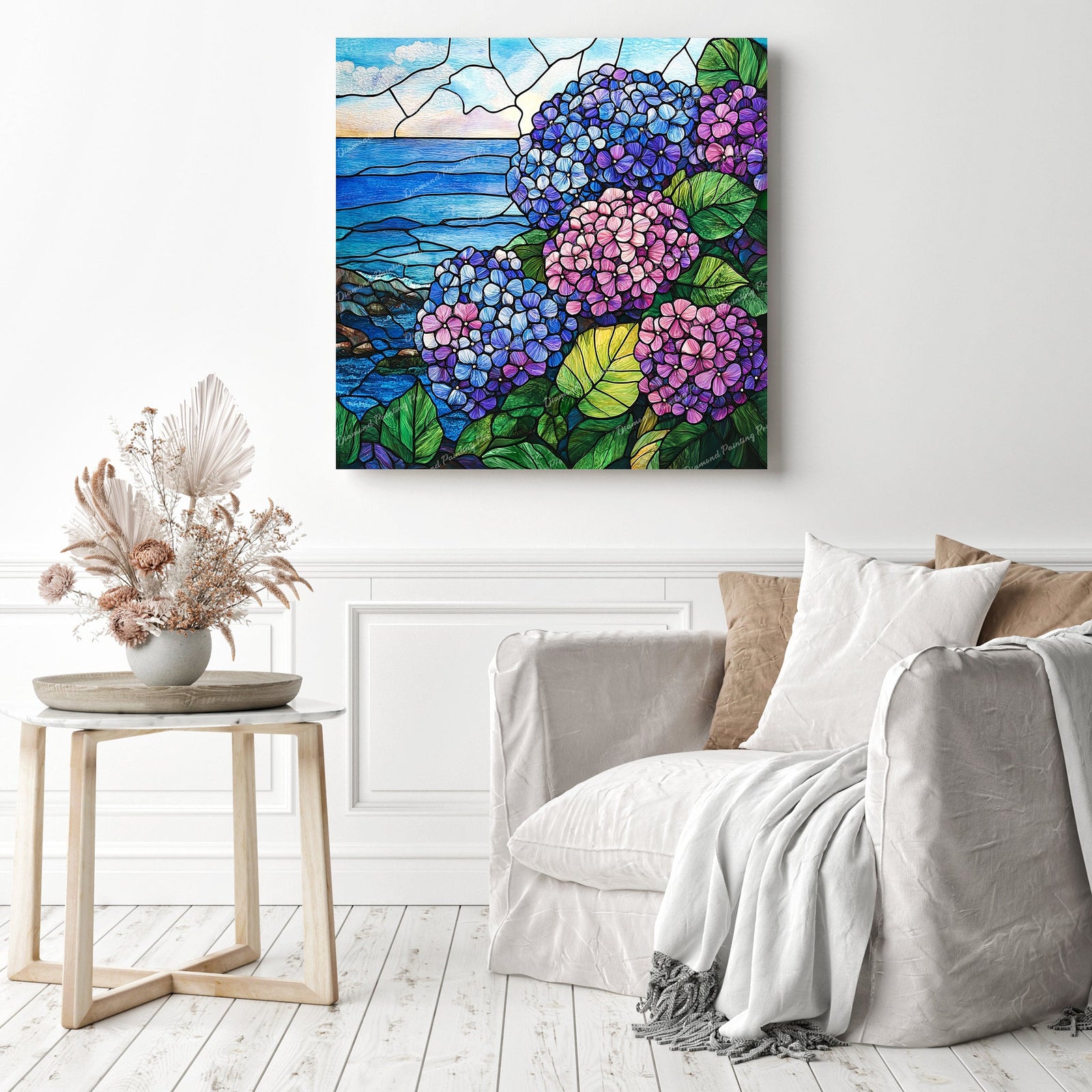 Stained Glass Shoreline Diamond Painting as Home Decor