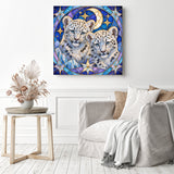 Stained-Glass Snow Leopard Diamond Painting as Home Decor
