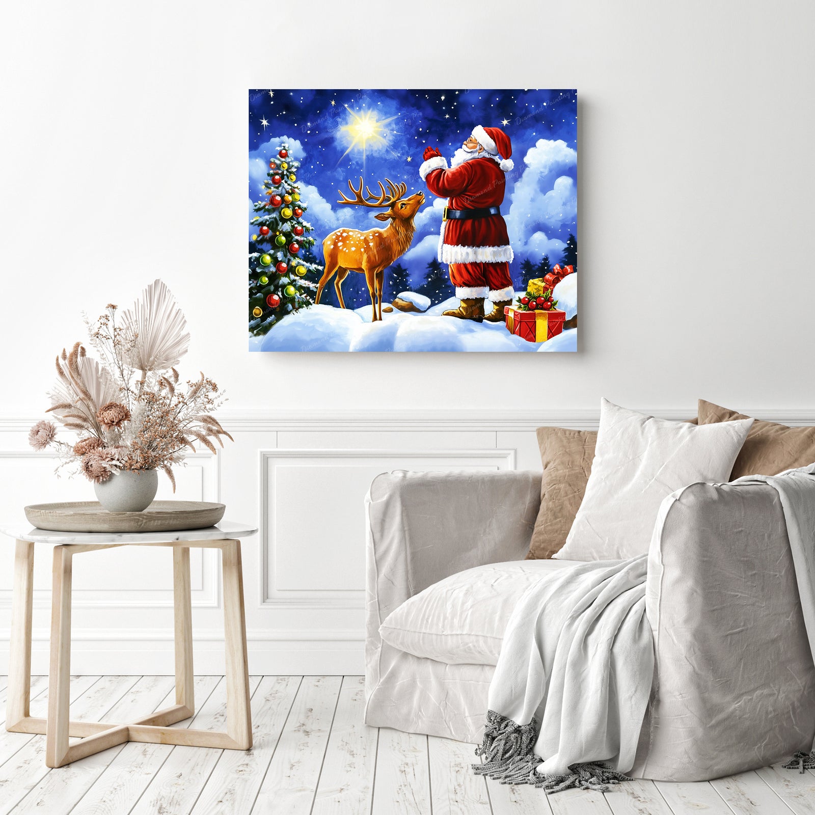 Starlit Christmas Eve | Diamond Painting Displayed as Home Decor