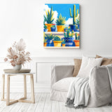 Sunlit Cactus Balcony | Diamond Painting Displayed as Home Decor