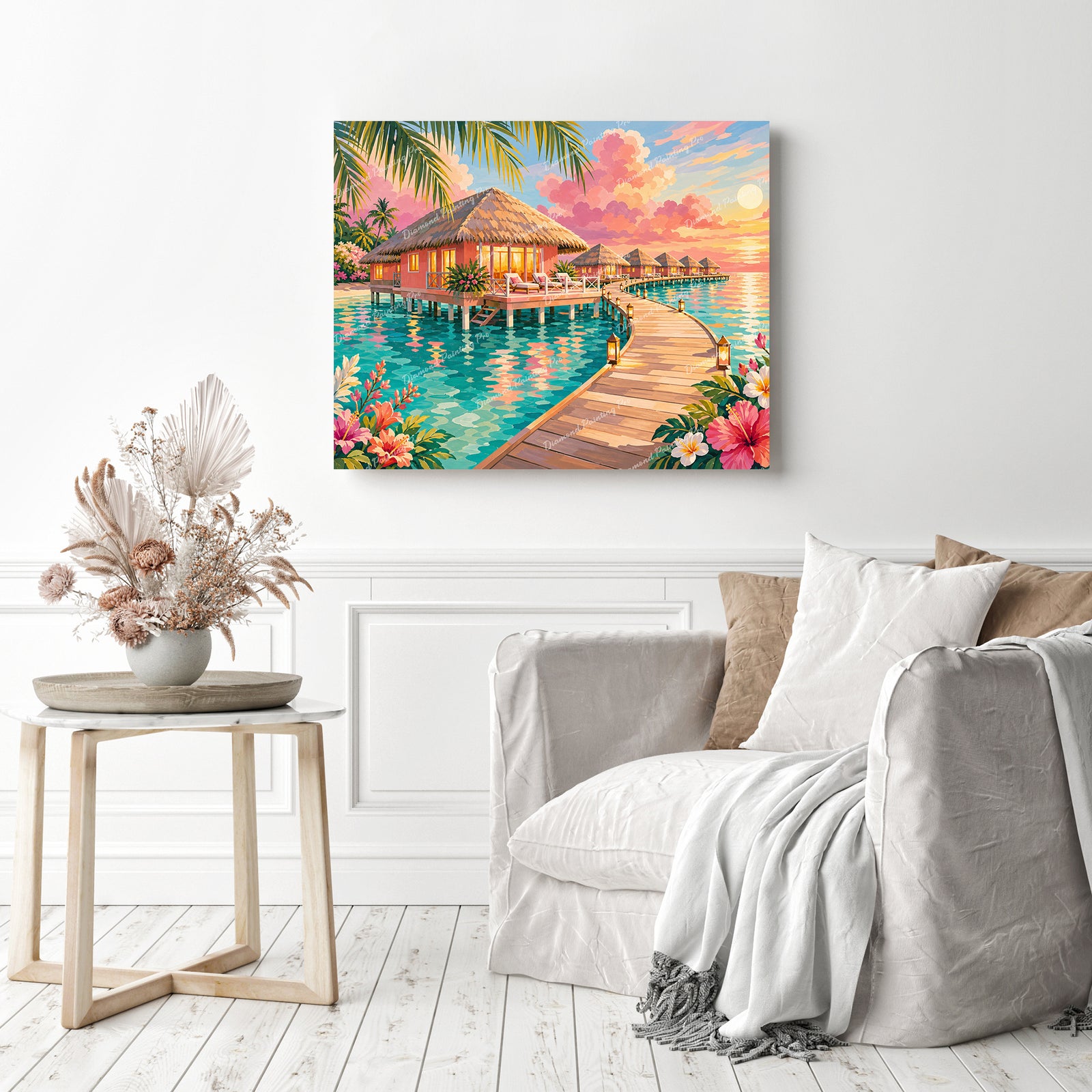 Sunset Water Villas Diamond Painting as Home Decor