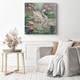 Swans and Water Lilies Diamond Painting as Home Decor