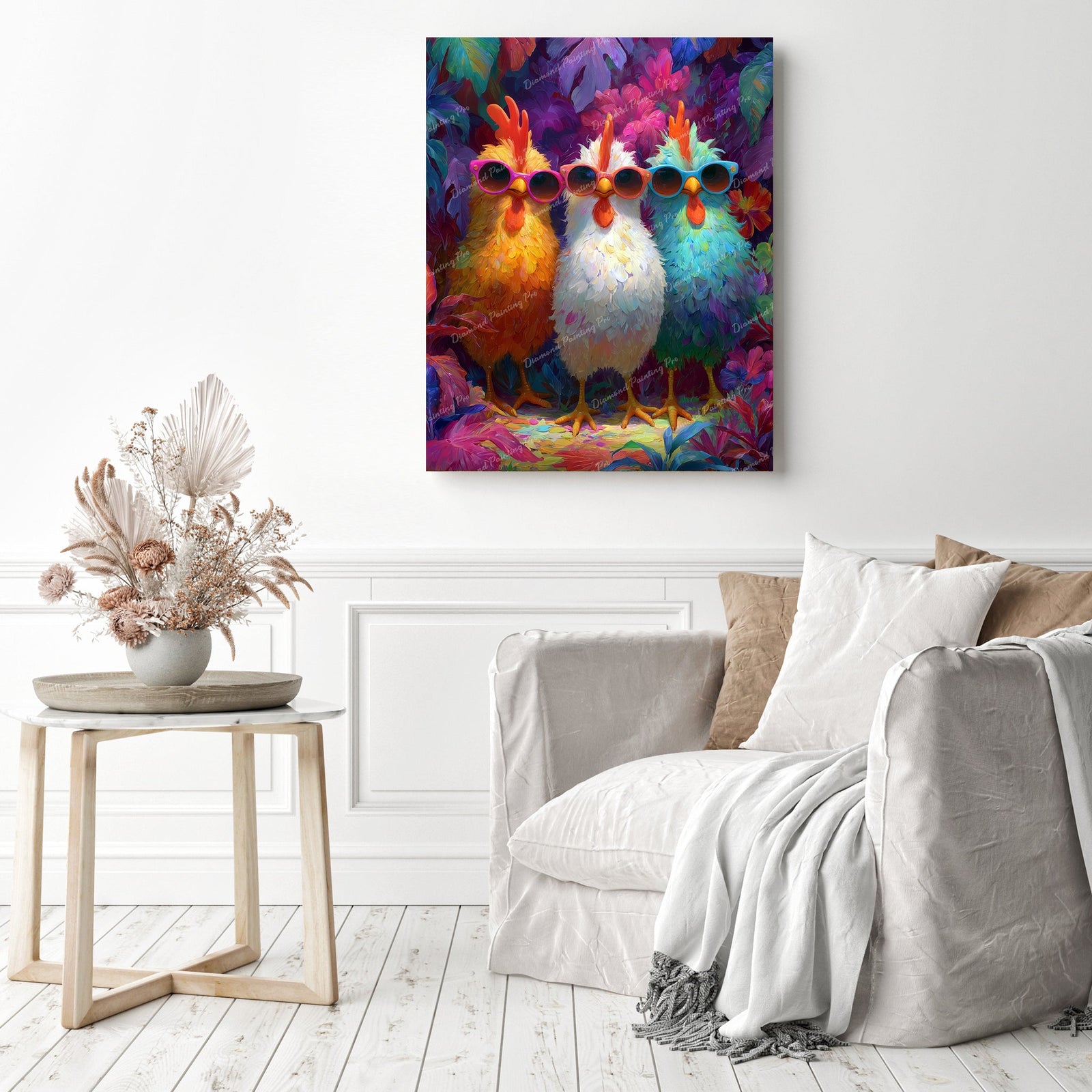 Three Cool Chickens Diamond Painting as Home Decor