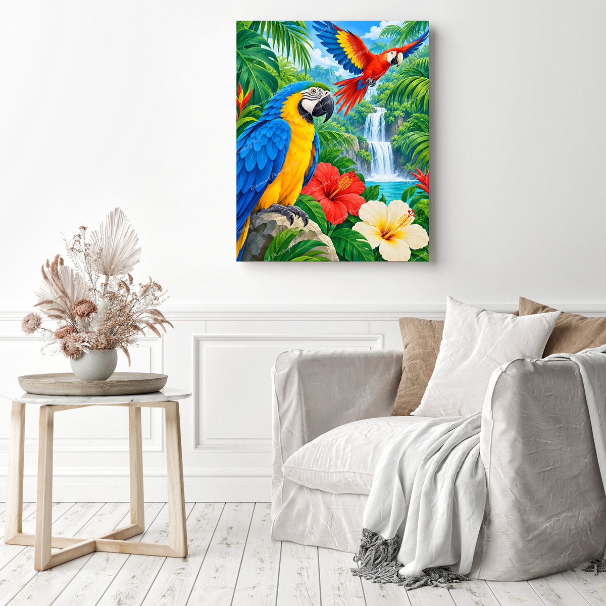 Tropical Paradise Macaw Diamond Painting as Home Decor