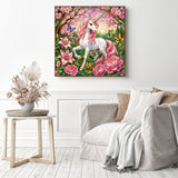 Unicorn in Rose Bloom Diamond Painting as Home Decor
