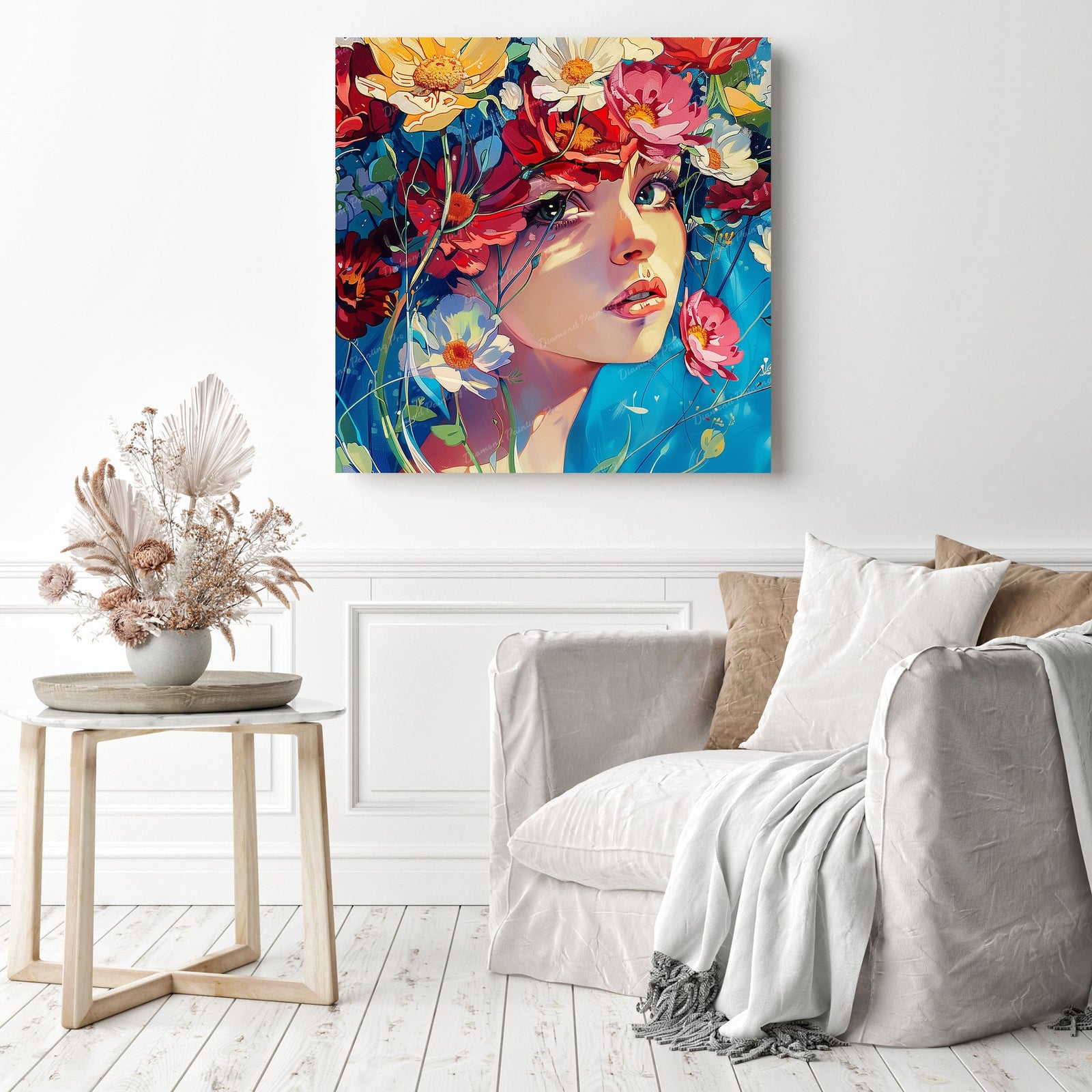 Floral Gaze | Diamond Painting Displayed as Home Decor