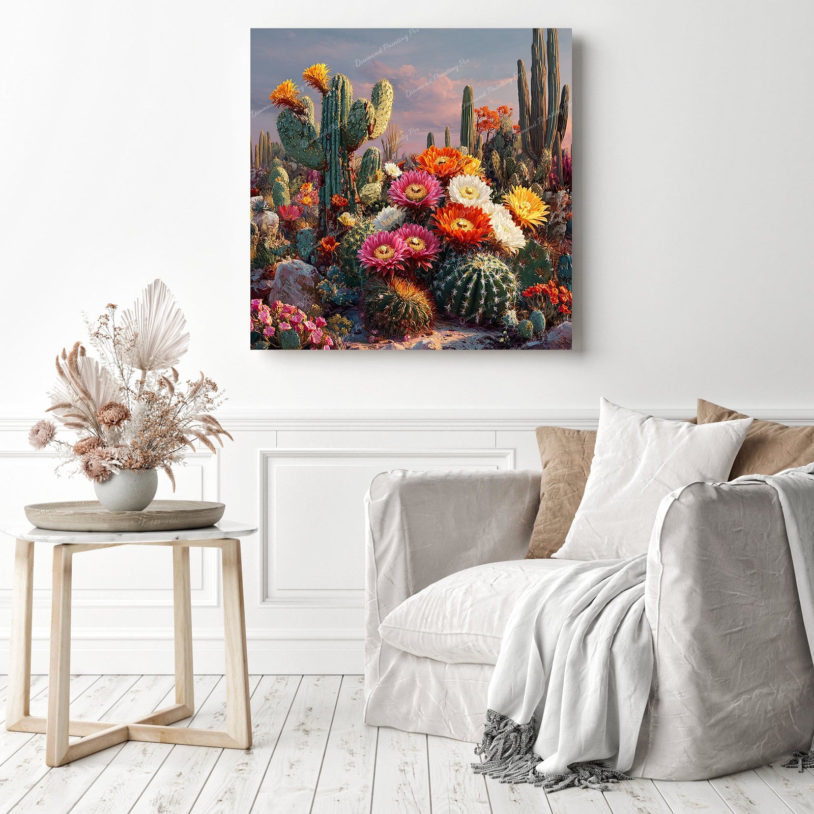 Vibrant Cactus Garden Diamond Painting as Home Decor