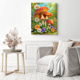 Vibrant Forest Mushrooms Diamond Painting as Home Decor