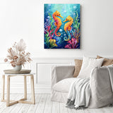 Vibrant Seahorses Diamond Painting as Home Decor