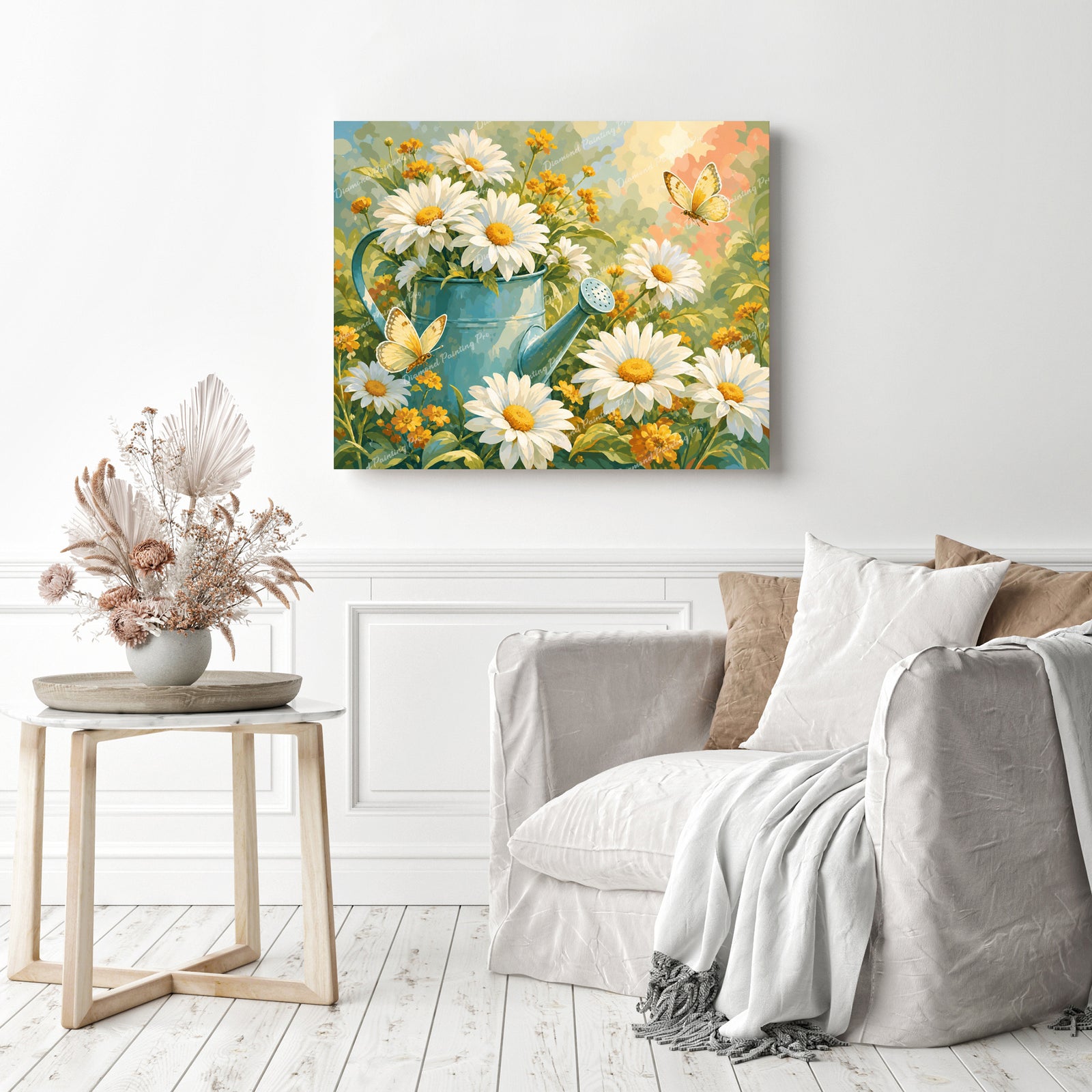 Watering Can and Daisies Diamond Painting as Home Decor