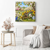 Wheelbarrow Afternoon Diamond Painting as Home Decor