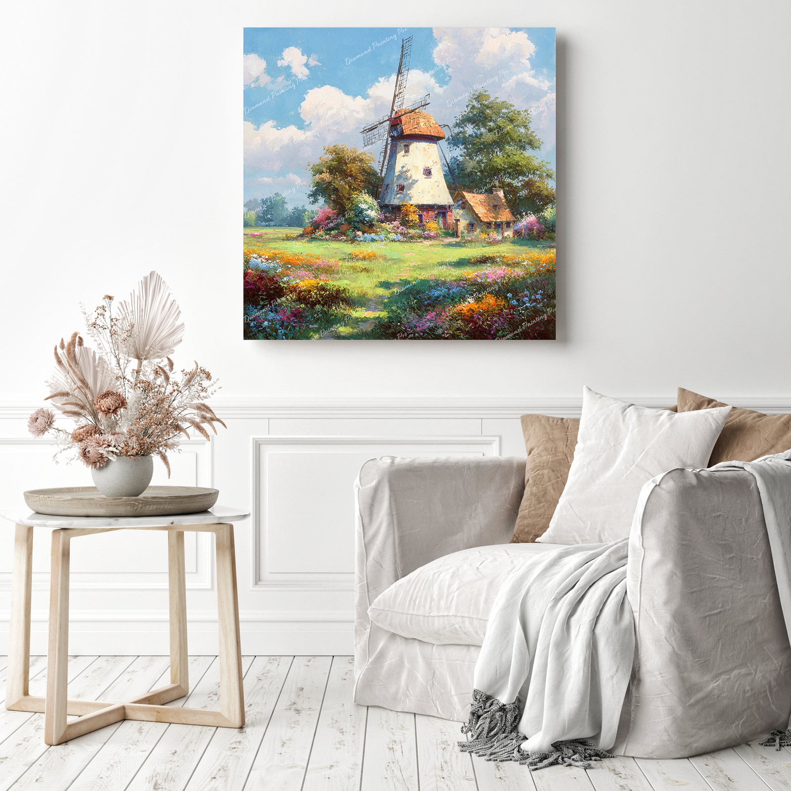 Windmill and Cottage Diamond Painting as Home Decor