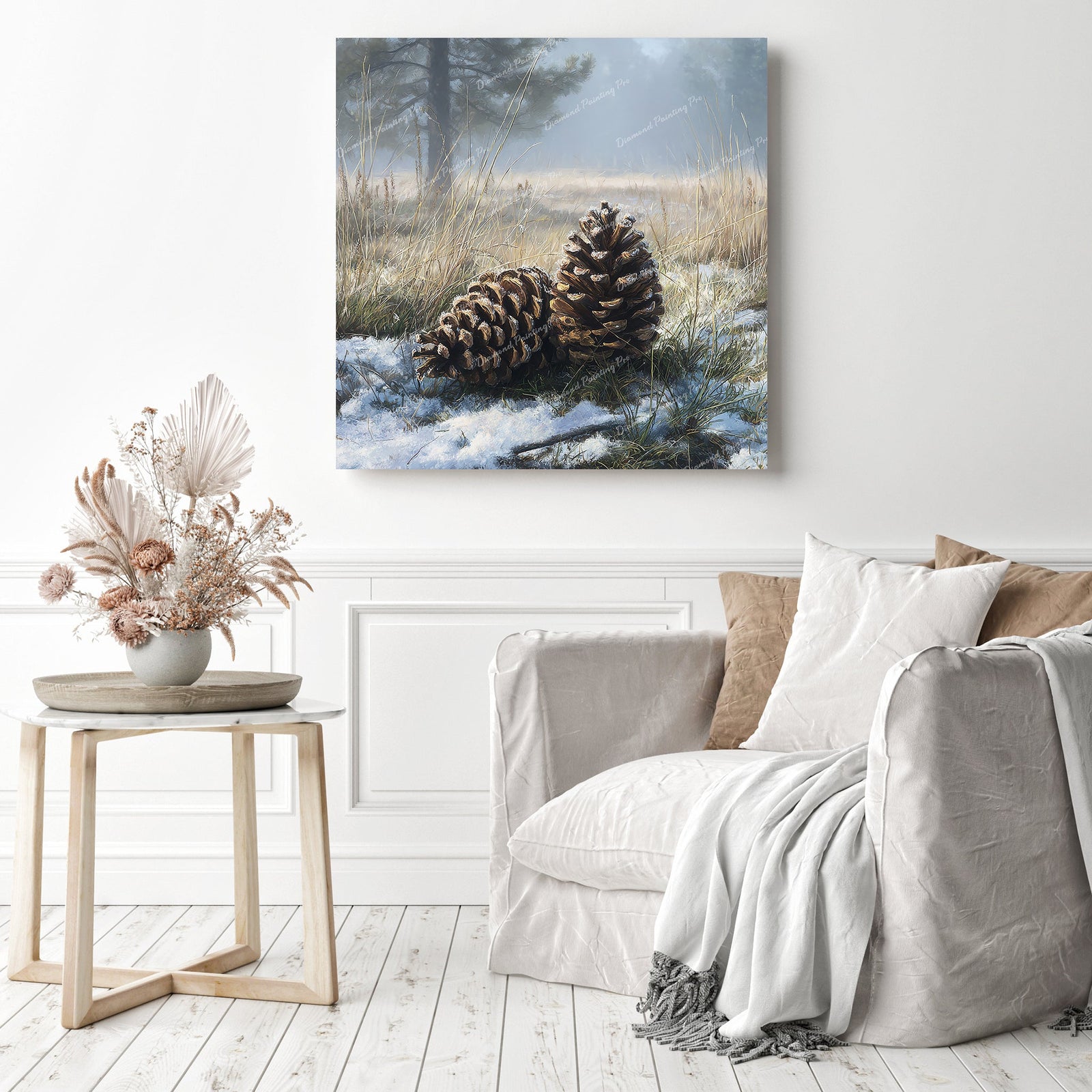 Winter Pine Cones Diamond Painting as Home Decor