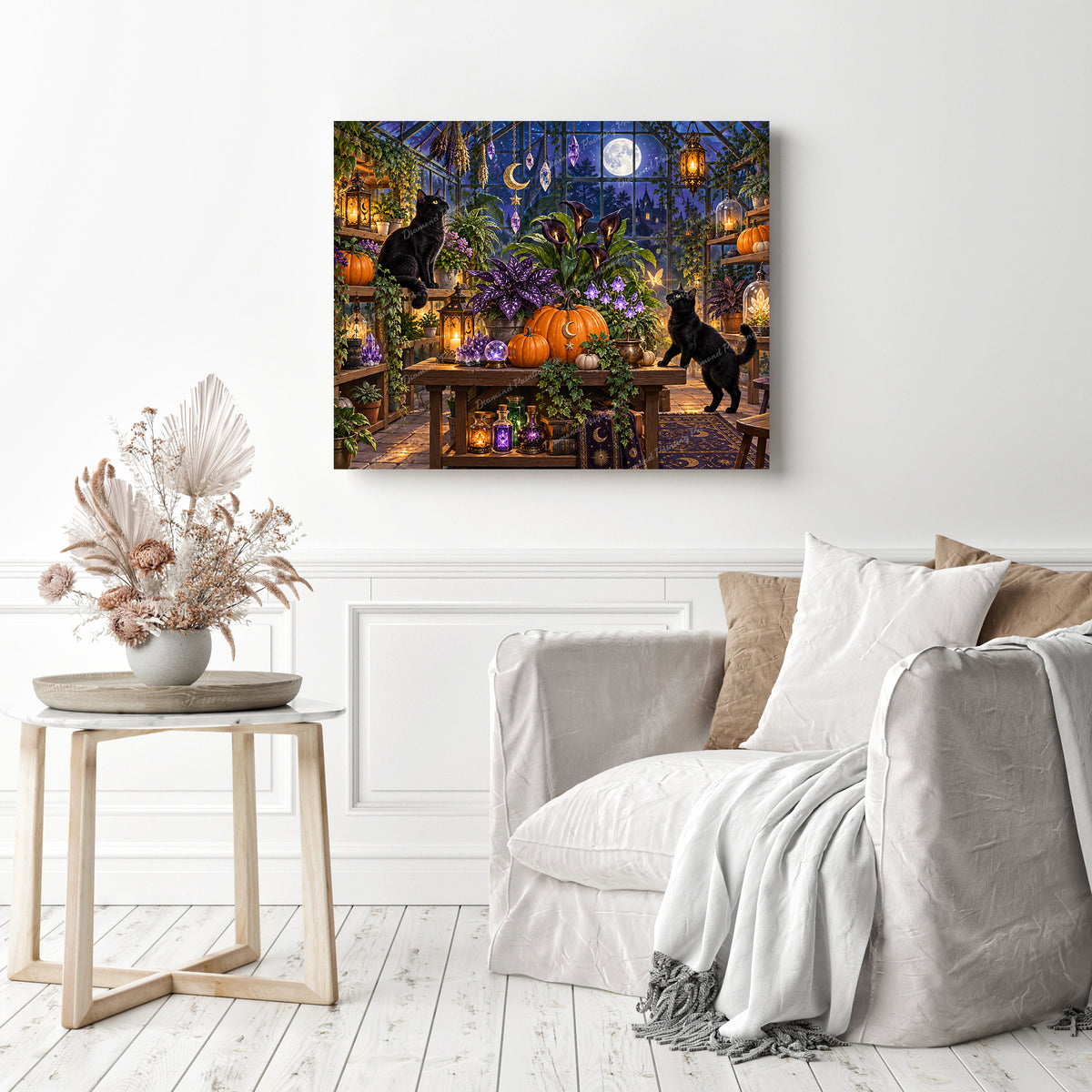 Witchy Greenhouse Cats Diamond Painting as Home Decor