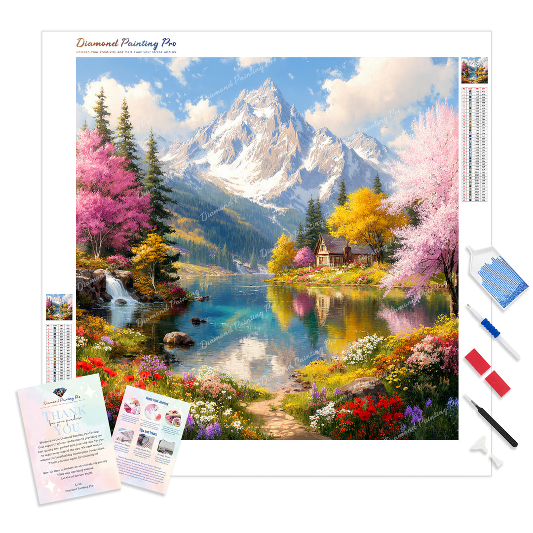 Alpine Spring Diamond Painting Kit - Full Drill / Square or Round Diamonds with AB Drills Option