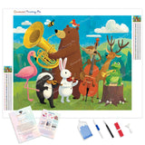 Animal Orchestra Diamond Painting Kit - Full Drill / Square or Round Diamonds with AB Drills Option