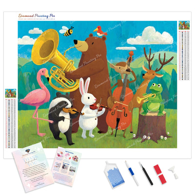 Animal Orchestra Diamond Painting Kit - Full Drill / Square or Round Diamonds with AB Drills Option