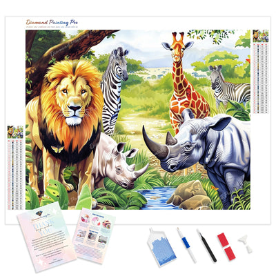 Animal Kingdom | Diamond Painting Kit - Full Drill - Square or Round Diamonds with AB Drills Option