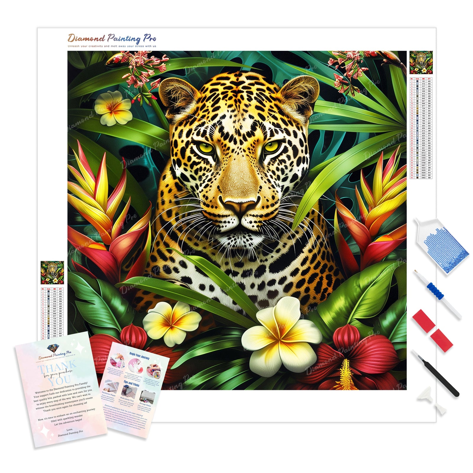 Jungle Leopard | Diamond Painting Kit - Full Drill - Square or Round Diamonds with AB Drills Option