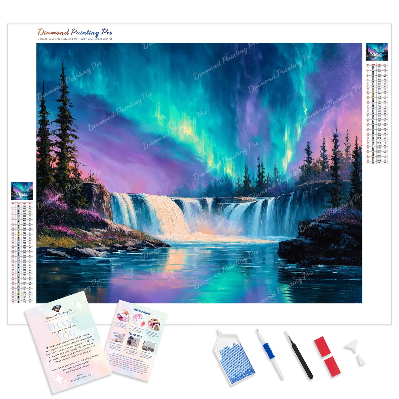 Aurora Falls Diamond Painting Kit - Full Drill / Square or Round Diamonds with AB Drills Option