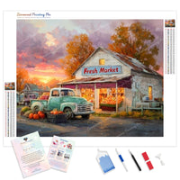 Autumn Market Diamond Painting Kit - Full Drill / Square or Round Diamonds with AB Drills Option