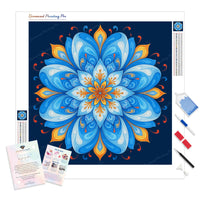 Azure Bloom Mandala Diamond Painting Kit - Full Drill / Square or Round Diamonds with AB Drills Option