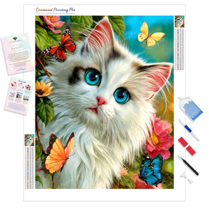Azure Kitty Gazes | Diamond Painting