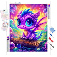 Baby Dragon Diamond Painting Kit - Full Drill / Square or Round Diamonds with AB Drills Option