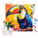 Vibrant Toucan | Diamond Painting Kit - Full Drill - Square or Round Diamonds with AB Drills Option