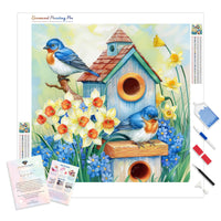 Floral Birdhouse | Diamond Painting Kit - Full Drill - Square or Round Diamonds with AB Drills Option