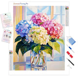 Blooming Hydrangea Diamond Painting Kit - Full Drill / Square or Round Diamonds with AB Drills Option