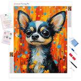 Bright Chihuahua Diamond Painting Kit - Full Drill / Square or Round Diamonds with AB Drills Option