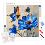 Blue Blossom Beauty | Diamond Painting Kit - Full Drill - Square or Round Diamonds with AB Drills Option