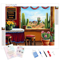 Cactus Cafe Oasis | Diamond Painting Kit - Full Drill - Square or Round Diamonds with AB Drills Option