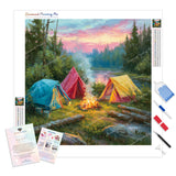Campfire Retreat Diamond Painting Kit - Full Drill / Square or Round Diamonds with AB Drills Option