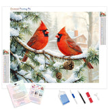 Cardinal Reunion Diamond Painting Kit - Full Drill / Square or Round Diamonds with AB Drills Option