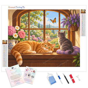 Cats by Sunny Window | Diamond Painting