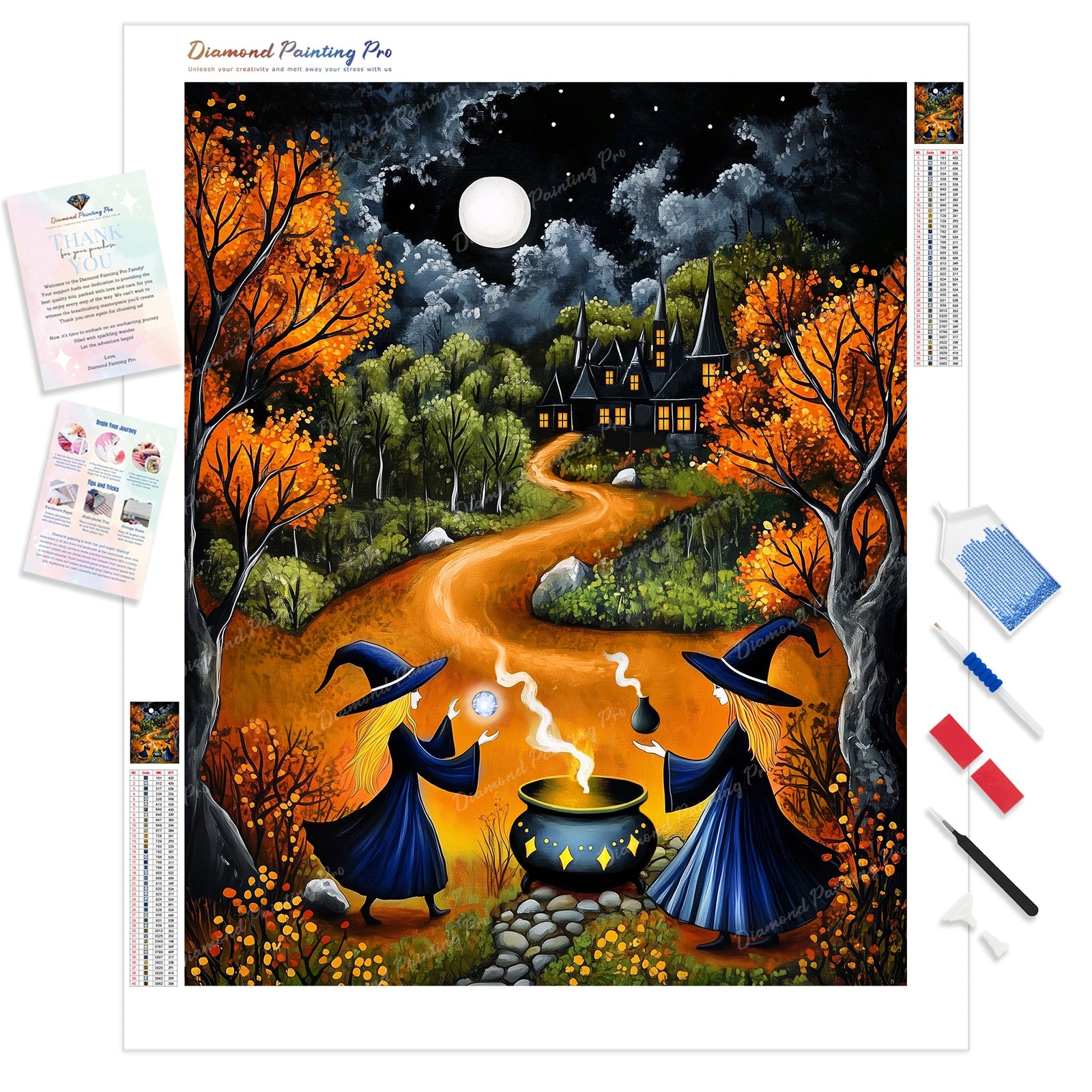 Cauldron Sisters | Diamond Painting Kit - Full Drill - Square or Round Diamonds with AB Drills Option