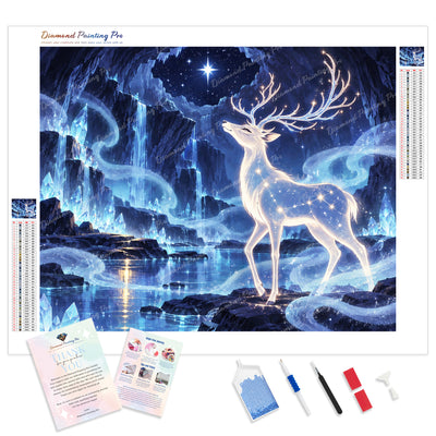 Celestial Stag Diamond Painting Kit - Full Drill / Square or Round Diamonds with AB Drills Option
