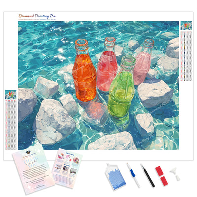 Chilled Summer Drinks Diamond Painting Kit - Full Drill / Square or Round Diamonds with AB Drills Option