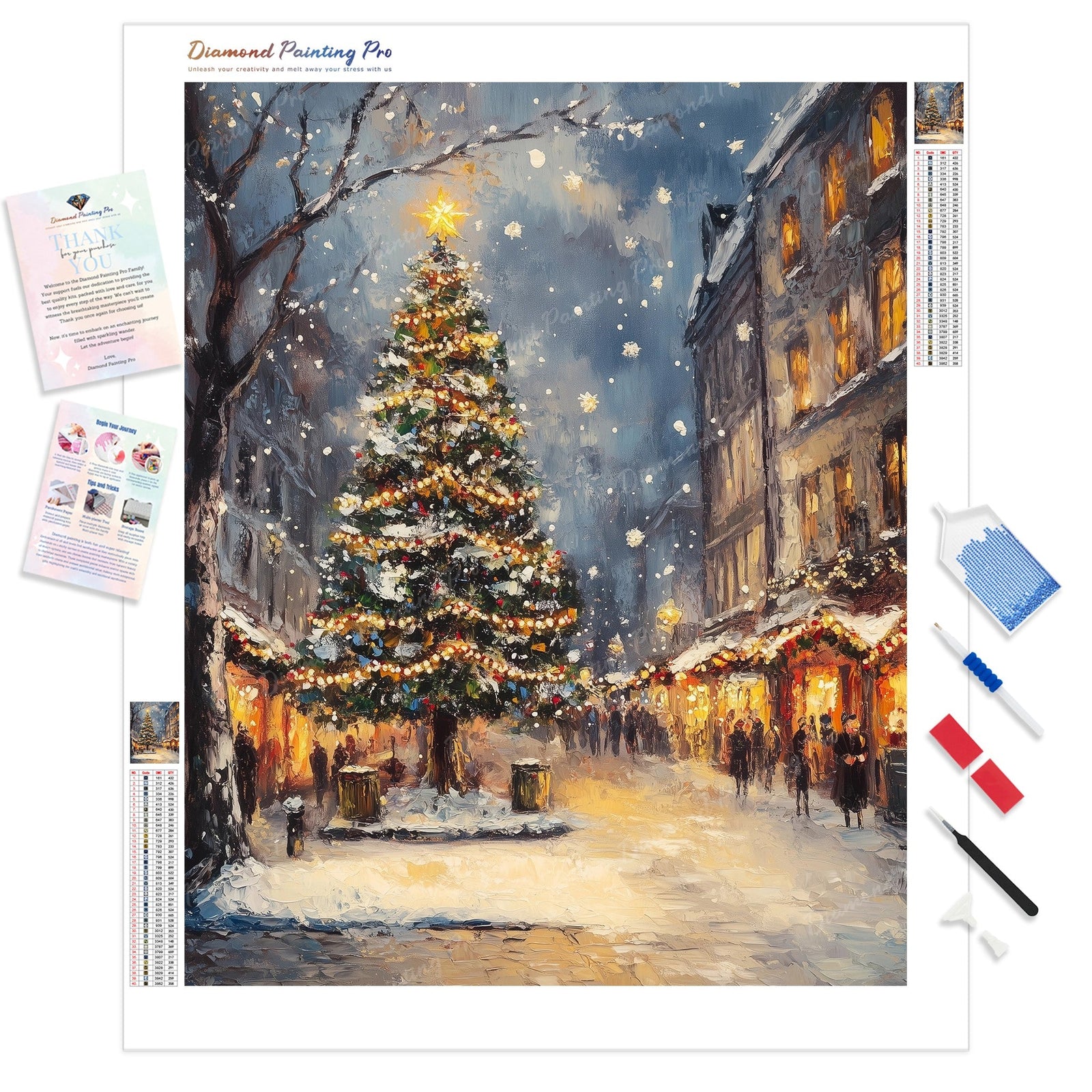 Christmas Markets Diamond Painting Kit - Full Drill / Square or Round Diamonds with AB Drills Option